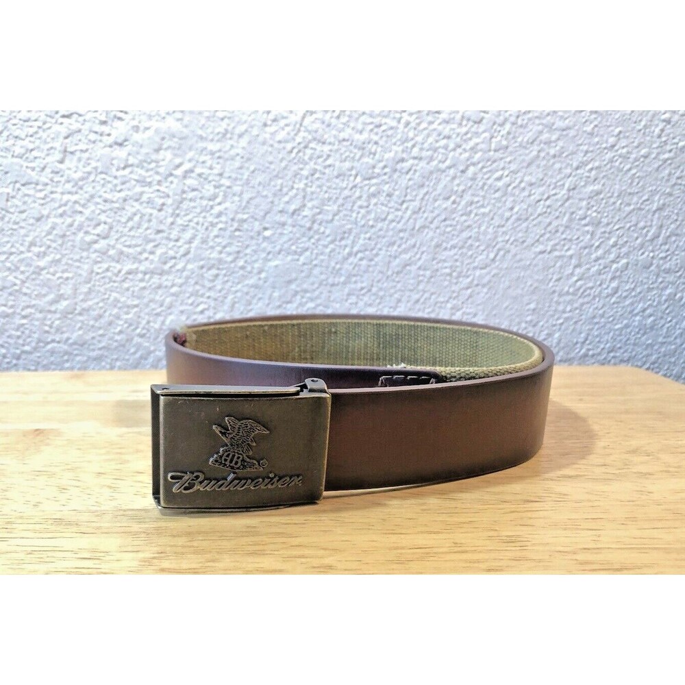 Vintage Budweiser Belt Buckle Leather Belt Breweriana NB011 37"